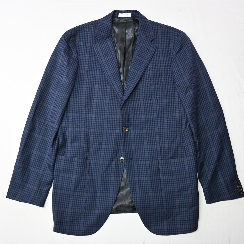 Boglioli 40R Slim‎ Fit Blue Check Sforza Mens Blazer Sport Jacket Coat